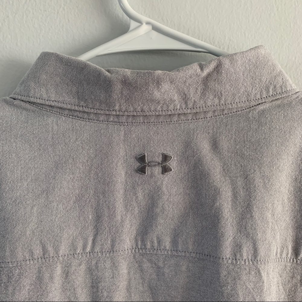 Under Armour Size 2XL Gray Top Loose Fit Long Sleeve Button Down Shirt HeatGear - Picture 7 of 11